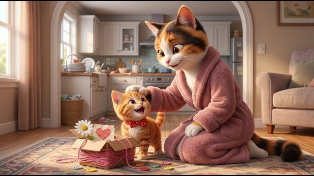 Подарок котёнка для мамы | Милый анимированный рассказ для детей