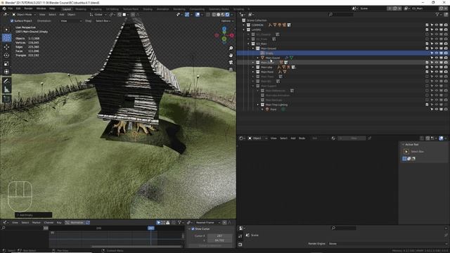 4.11_Blender Избушка  Главный план. Ландшафт