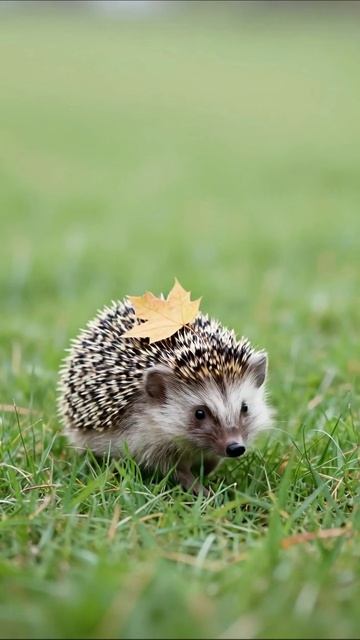 Ёжик с листьями: милый друг природы #ежик #природа #животные