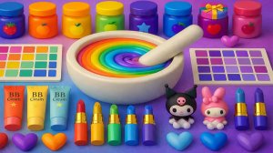 ASMR слайм видео 🌈 DIY Радужный облачный слайм с косметикой, тенями, конфеты, бусины и блёстками