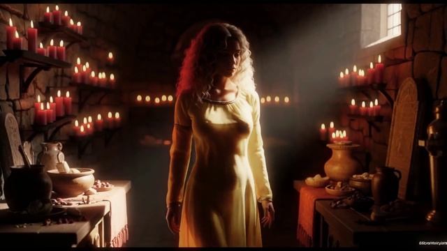 Тайная комната Девы из замка. Средневековые берега. Видео от ИИ.