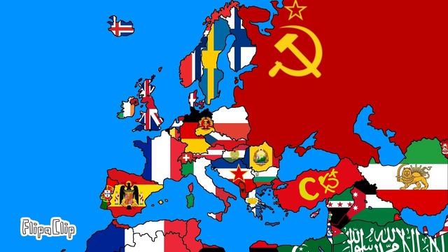 карта 1945 Европы но Турция коммунистическая республика