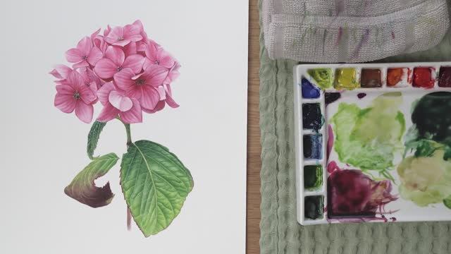 Как нарисовать акварелью листья гортензии 🌺 мастер-класс по рисованию 🍀 Часть 2