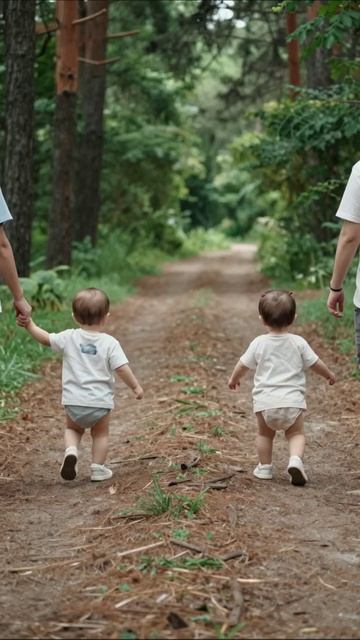 Семейная прогулка по лесу с детьми #семья #прогулка #малыши #счастье