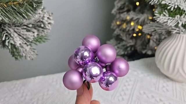 ГРОЗДЬ стеклянных матовых и глянцевых шариков на проволоке, 10 шаров по 20 мм, 87663