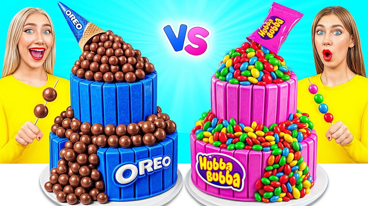 Розовое Vs Синее Украшение Торта Челлендж # Смешные Моменты с Jelly DO Challenge