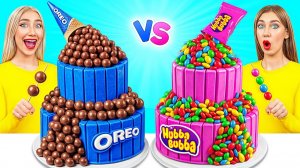 Розовое vs Синее Украшение Торта Челлендж # Смешные Моменты с Jelly DO Challenge