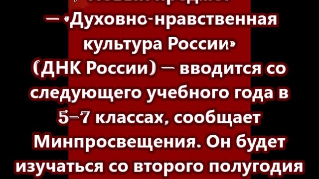 Новый предмет — ДНК России — вводится со следующего учебного года в 5–7 классах