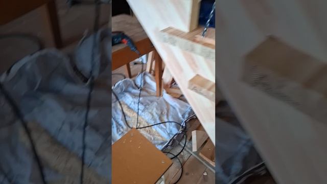 1000057291.mp4 Собака наблюдает за устройством лестницы на 2-ой этаж в доме А-фрейм