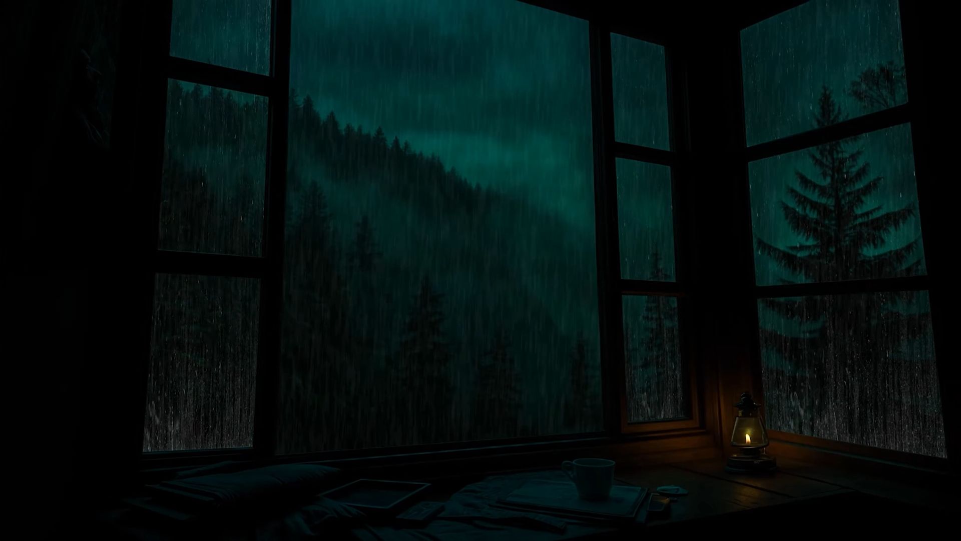  Шум дождя за окном в горах  Ночная атмосфера для сна и расслабления