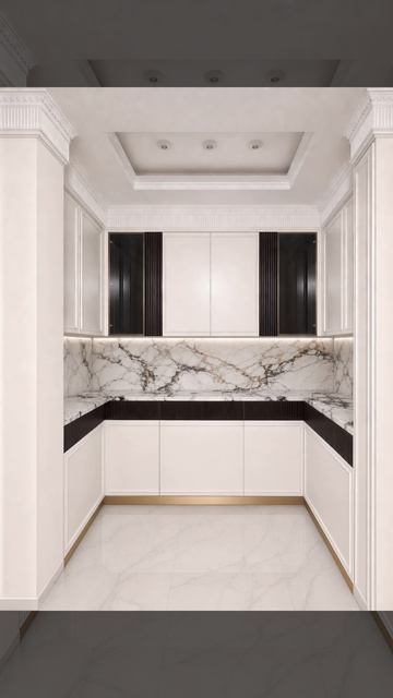 Современная кухня с молдингами, латунью и фрезеровкой «волна». Дизайн и реализация FORT ROCKS