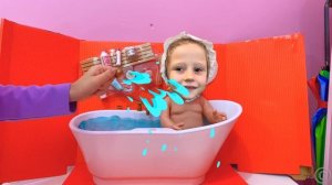 Nastya found a doll and pretends to be a parent