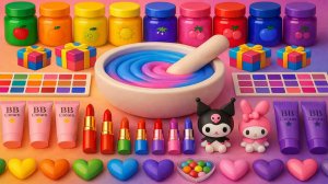ASMR DIY слайм видео 🌈 Радужный облачный слайм с косметики, теней для век, пены, игрушек и блесток