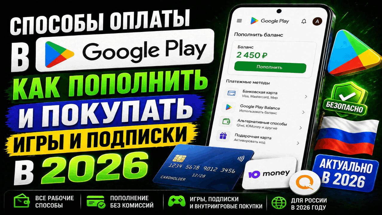 Способы оплаты в Гугл Плей как пополнить и покупать игры и подписки в 2026