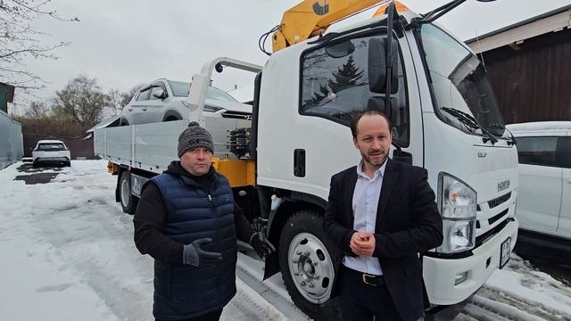 Видеоотзыв и выдача ISUZU полуторная кабина  с КМУ 2026 Фаст Трак-Мореход в СПБ 2026 Евгений и Олег
