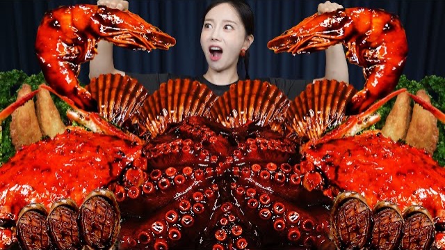 АСМР ЕДА КОРЕЯ | МУКБАНГ | ОСЬМИНОГ | МОРЕПРОДУКТЫ НА ПАРУ