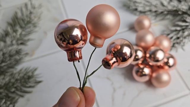 ГРОЗДЬ стеклянных матовых и глянцевых шариков на проволоке, 10 шаров по 20 мм, 8766