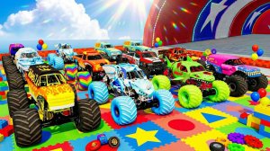 МУЛЬТИКИ ПРО МАШИНКИ 4К Эпические прыжки и столкновения на скоростном монстр-траке Beamng Drive #158