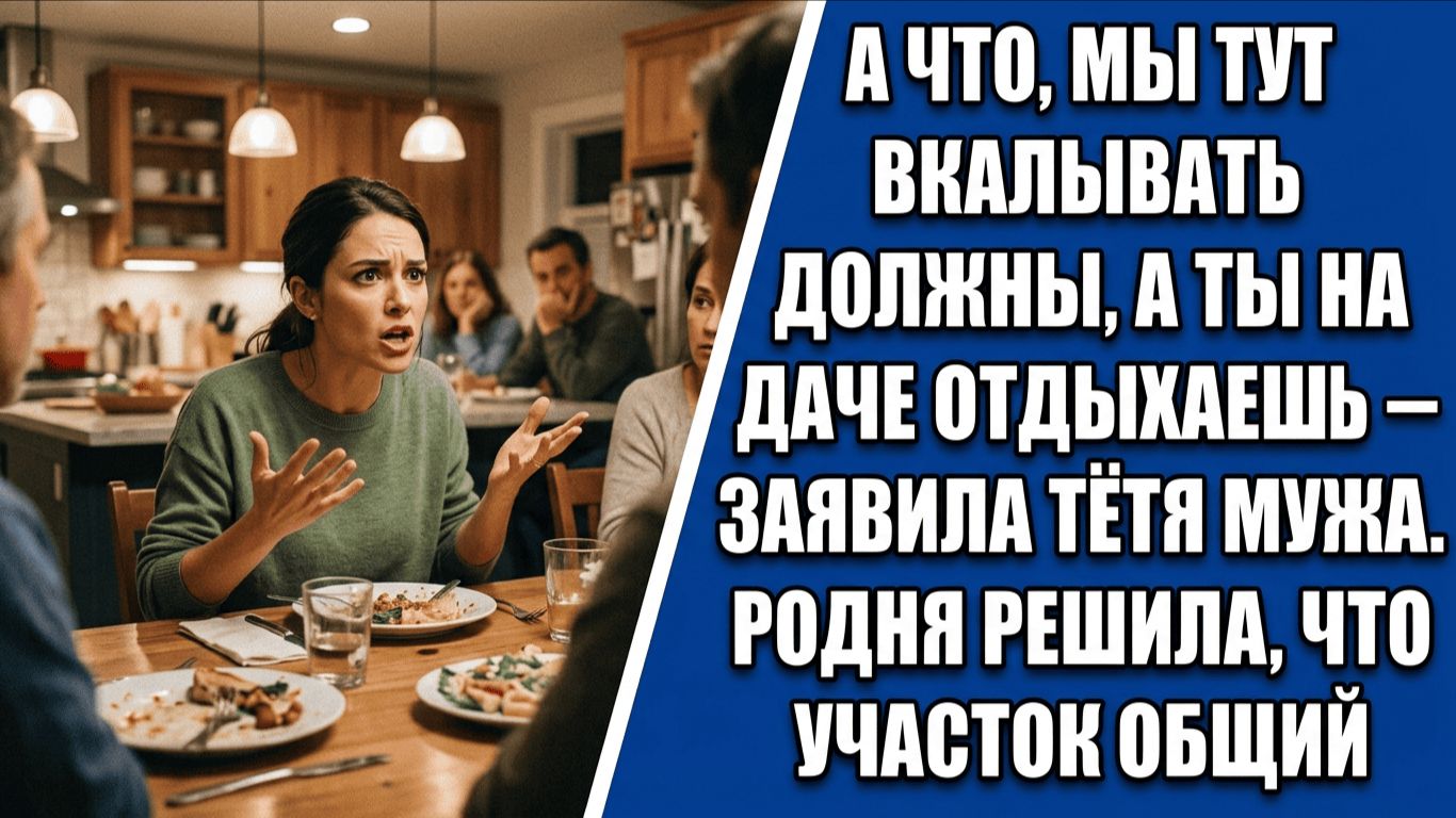 А что, мы тут вкалывать должны, а ты на даче отдыхаешь — заявила тётя мужа. Родня решила, что..