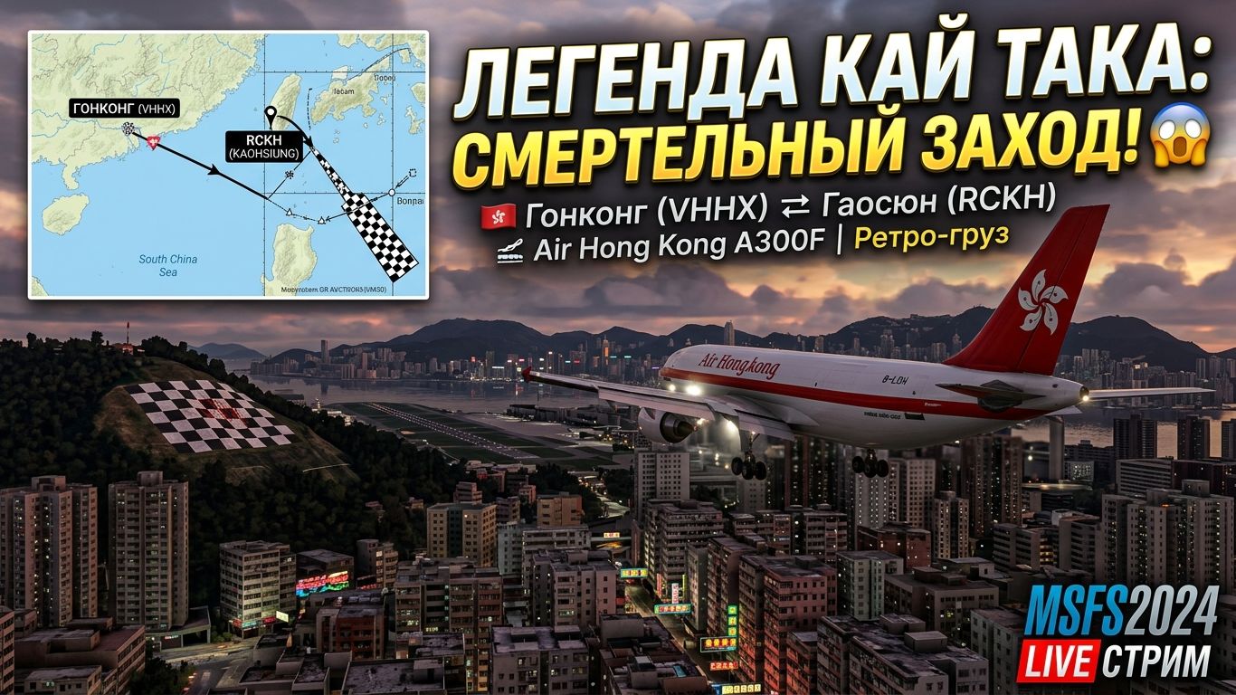 ✈️MSFS2024 ЛЕГЕНДА КАЙ ТАКА: Гонконг(VHHX) ⇄ Гаосюн(RCKH) | Air Hong Kong Airbus A300F | Ретро-груз