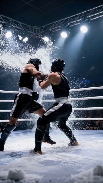 Бой на снегу: атлеты сражаются в ринге #бокс #спорт #поединок