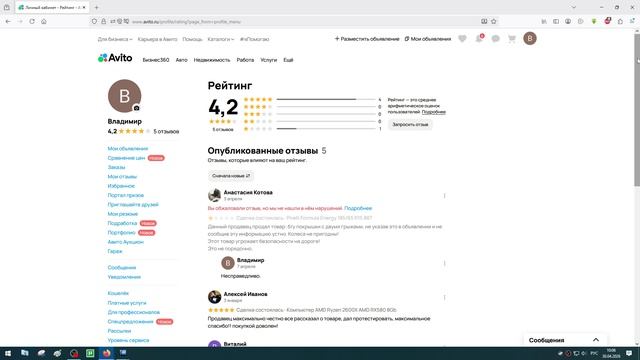 Отзыв девушки порочащий репутацию с целью наживы.