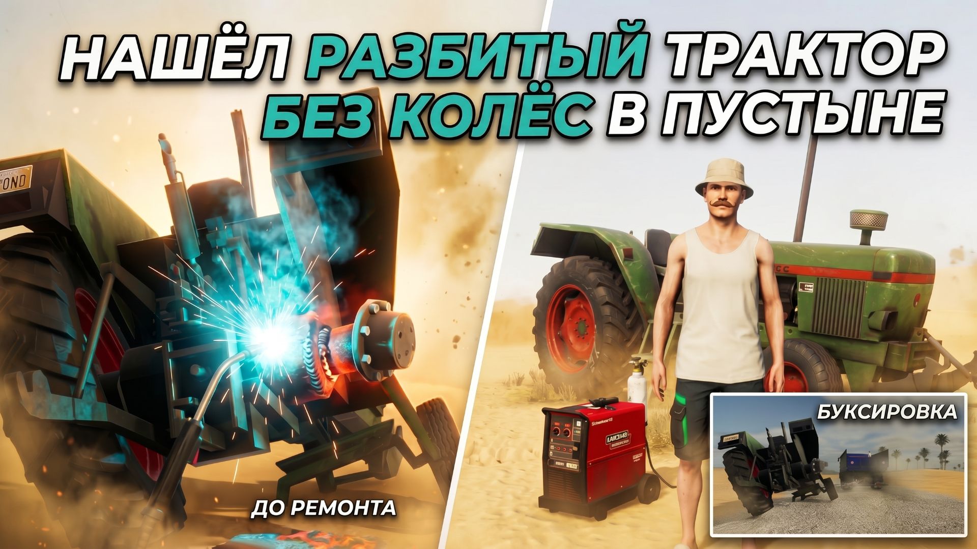 Нашёл разбитый трактор без колёс в пустыне — чиню сваркой! (FS25)