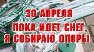 30 апреля. Пока идет снег, я собираю опоры для цветов и малины