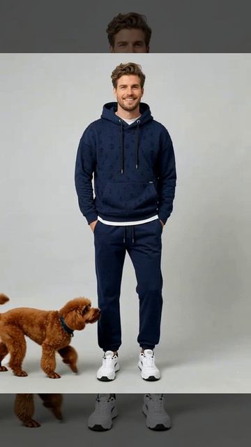 Худи синяя оверсайз и брюки спортивные оверсайз