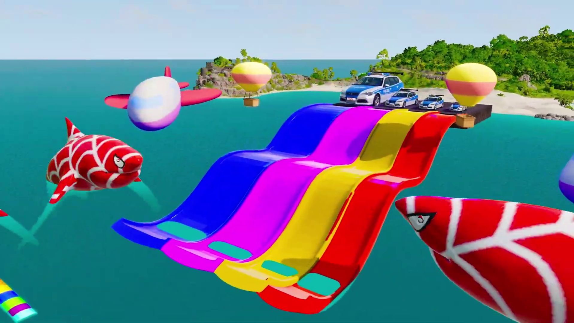 МАШИНКИ ПОЛИЦИЯ И ПАРОВОЗИКИ ПРОТИВ ЦВЕТНЫХ ПОРТАЛОВ 🌀 КТО ПРОЙДЕТ ЛОВУШКУ В BeamNG Drive? 🔥