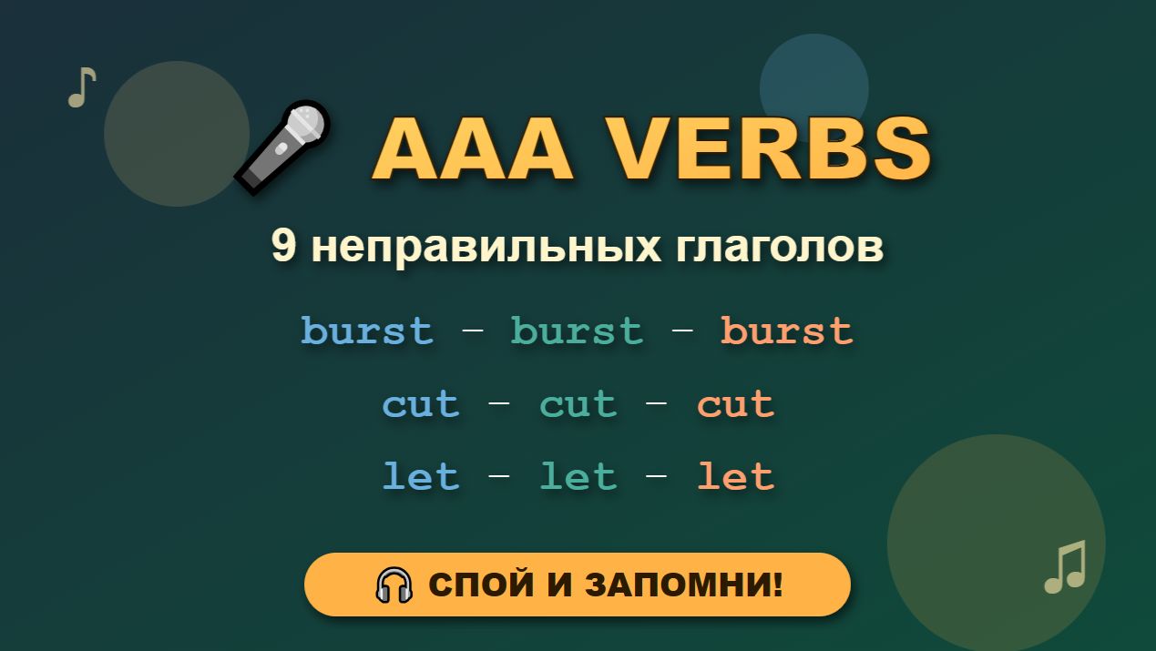 🎤IRREGULAR VERBS | ТИП : AAA |   с тренировкой