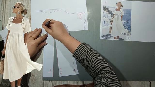 Моделирование. Простое платье для лета с небольшой балерушкой. Выкройка № 2059.