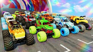 МУЛЬТИКИ ПРО МАШИНКИ 4К Эпические прыжки и столкновения на скоростном монстр-траке Beamng Drive #157