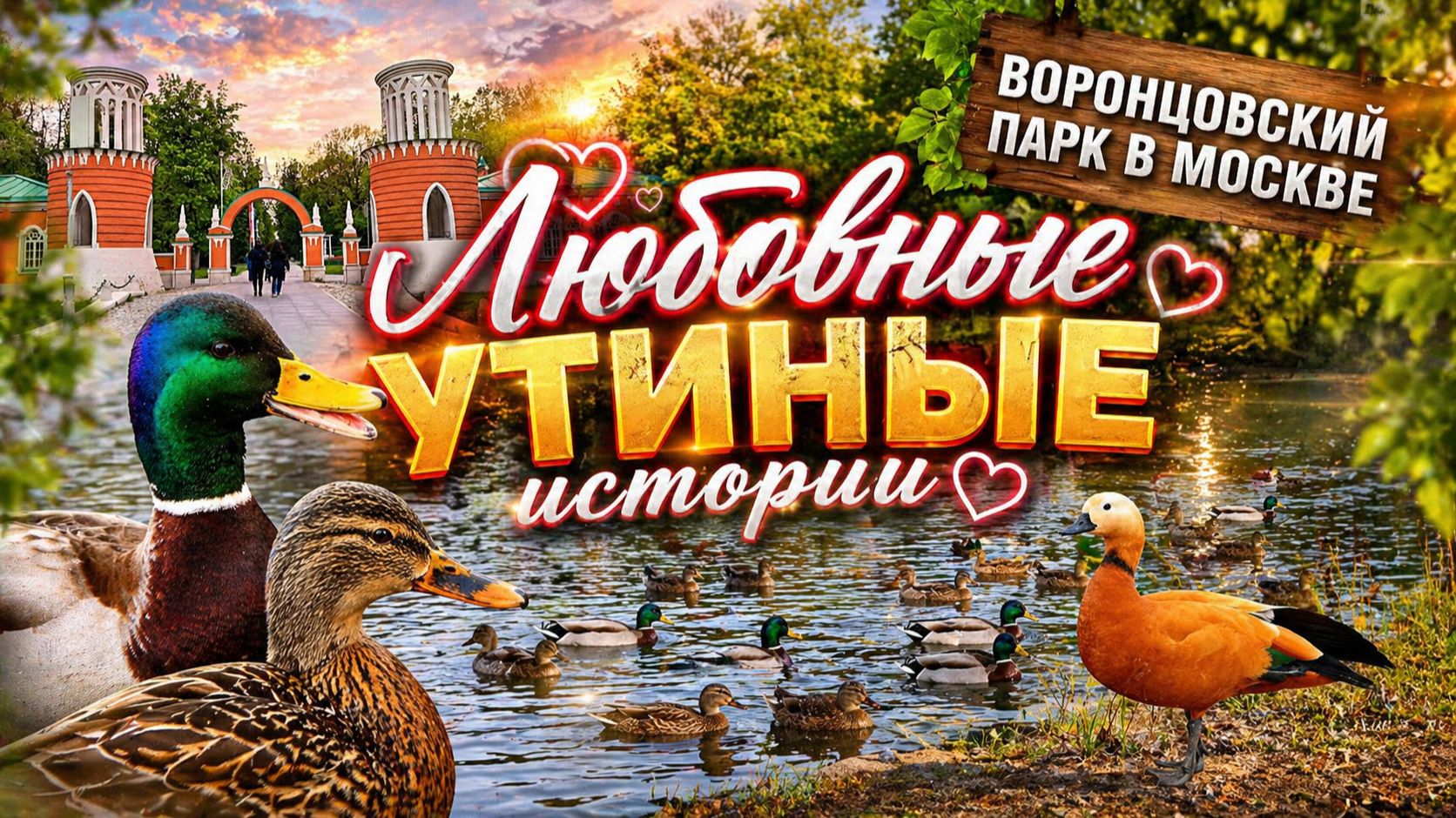 💕🦆 Утиная любовь в Воронцовском парке МОСКВЫ | Трогательные моменты: Огари, Кряквы, Голуби