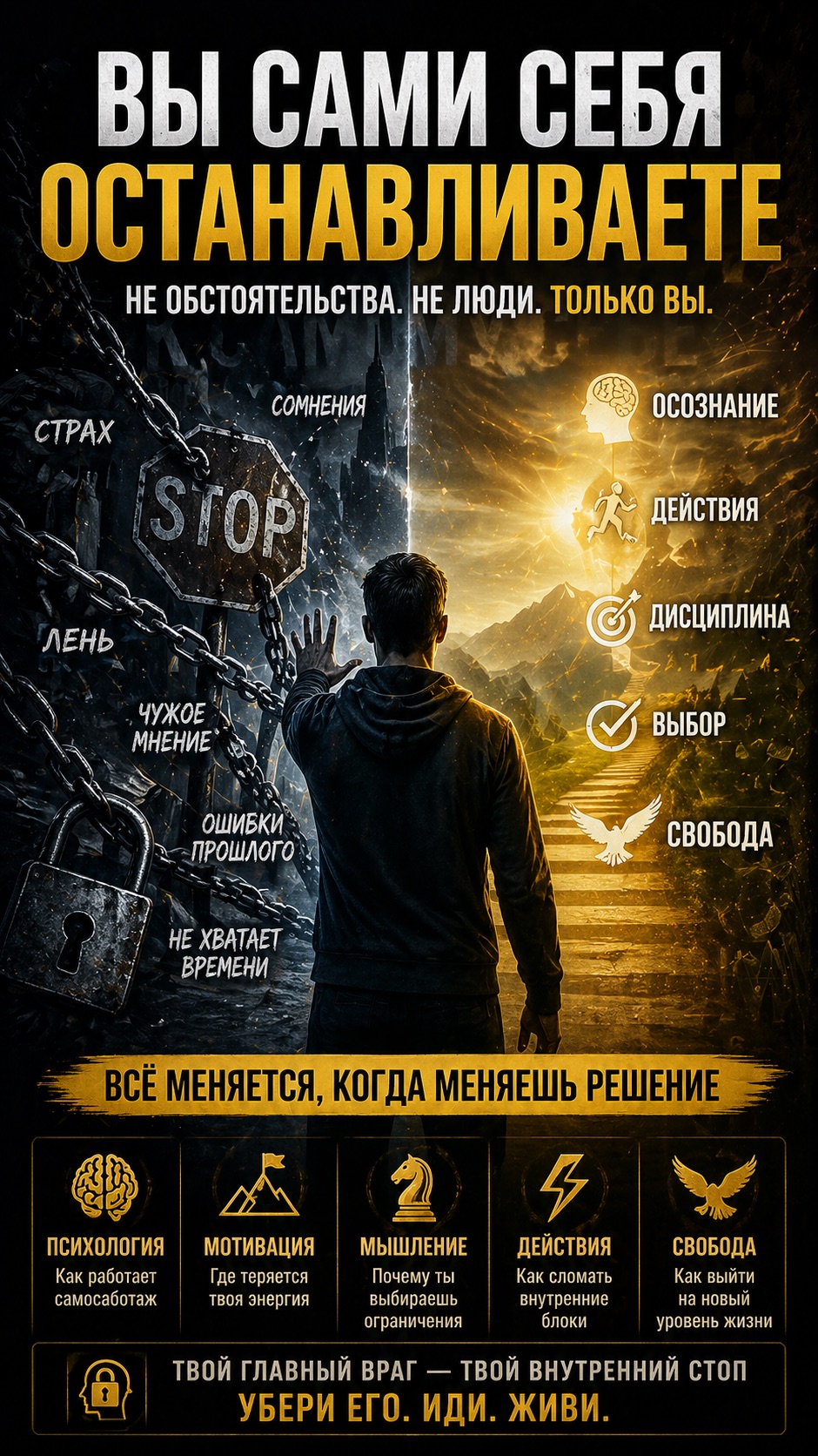 Вы сами себя останавливаете.