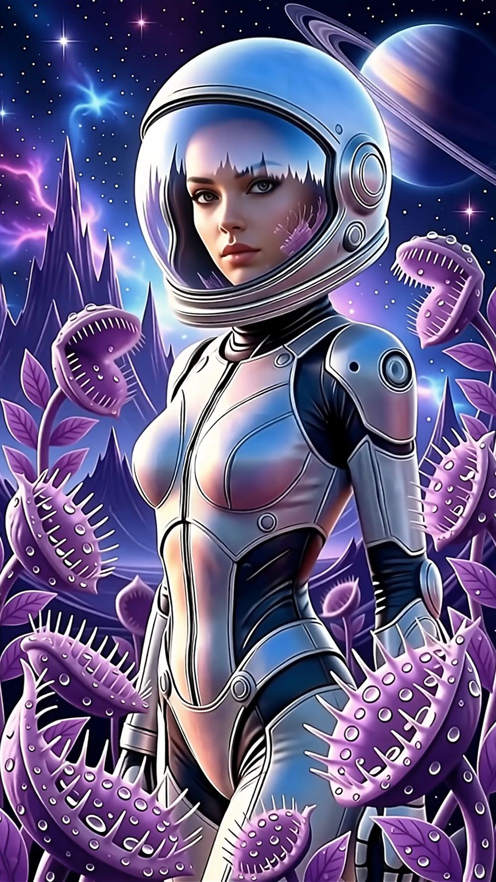 Девушка-космонавт и инопланетные хищные цветы
