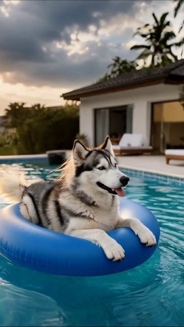 Шершавая радость: хаски на浮圈 #собака #хаски #отдых