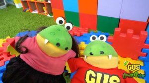 Pretend Play Building Colored Toy Blocks with Gus The Gummy Gator!!!