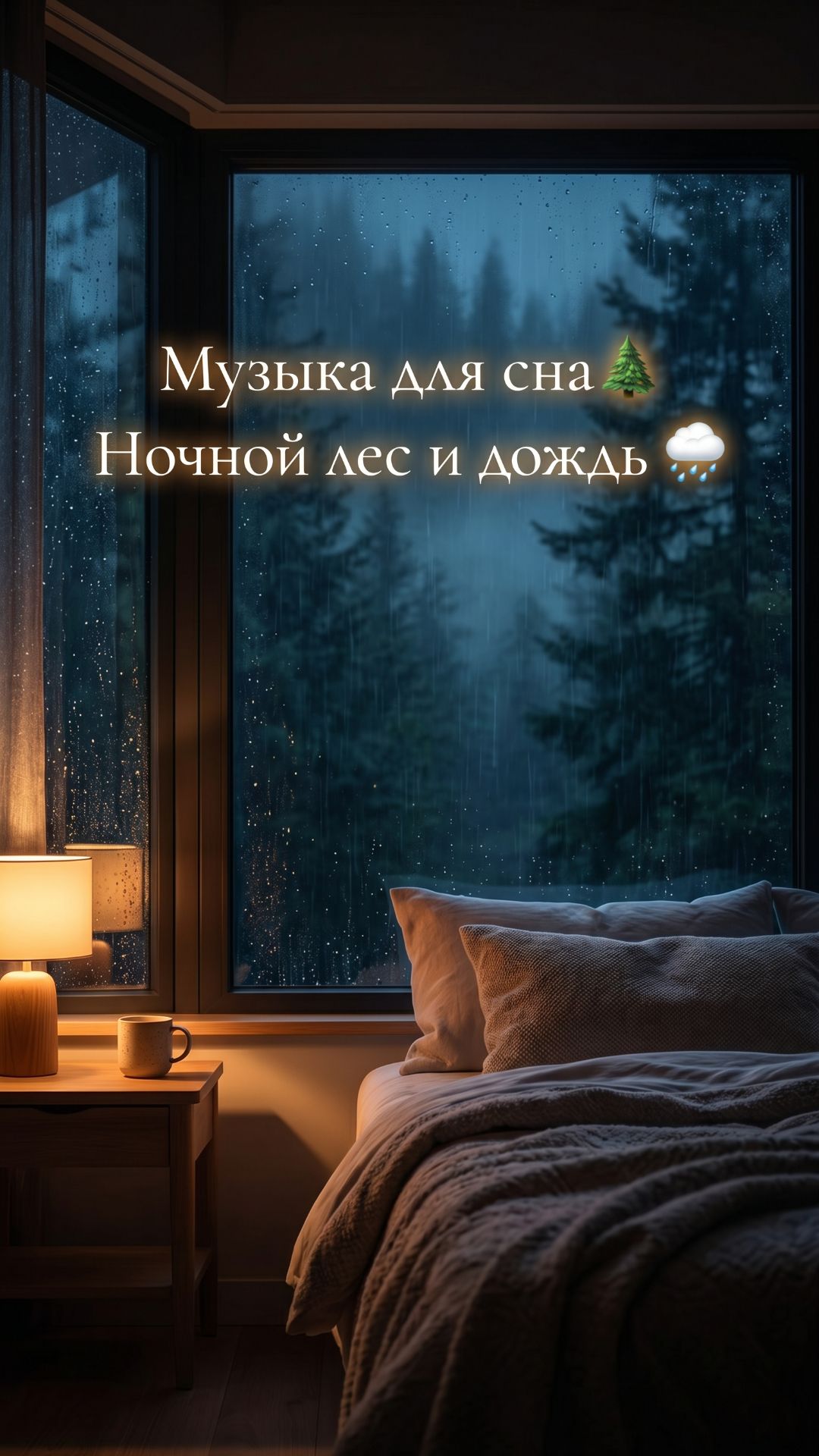 музыка для сна🌲 с видом на лес и дождь ночью🌲