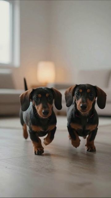 Милые таксы бегут домой #собаки #таксы