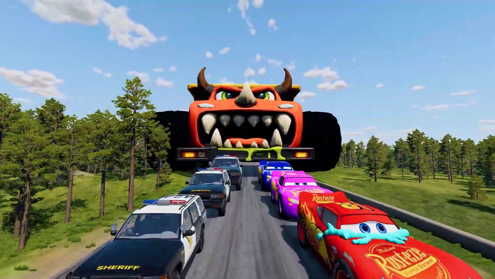 МАШИНКИ МОЛНИЯ МАКВИН ГРУЗОВИК И ПОЛИЦИЯ против ЗОМБИ МАКА 😱 КТО ВЫЖИВЕТ В ГОНКЕ BeamNG Drive? 🔥