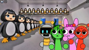 Веселый бот Спрунки, Пинк, Орен играли в побег пингвина Гугу Гага из тюрьмы Обби в РОБЛОКСЕ.🤩😍