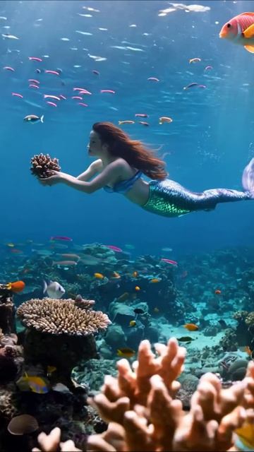 Русалка в подводном мире #подводныймир #русалка #мирокеанов #приключения