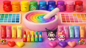 ASMR DIY слайм видео 🌈 Радужный блестящий слайм с косметикой, тенями, конфеты, бусины и блёстками
