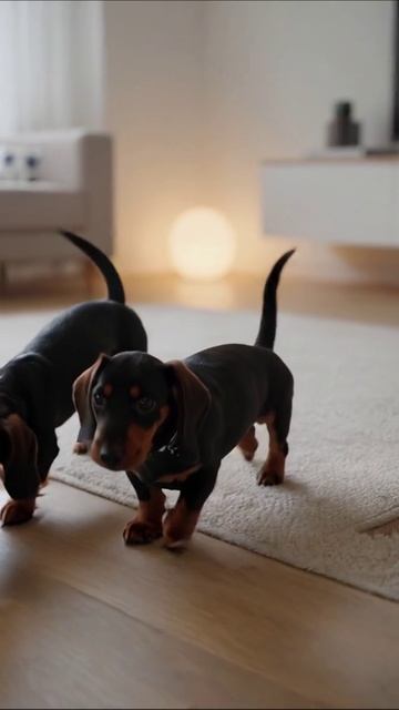 Два милых таксы в доме #собаки #таксы #домашниеживотные