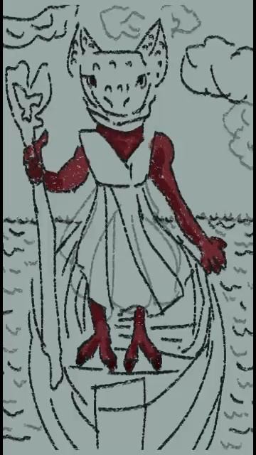 Рисунок кобольда - фантастического существа наподобие гоблинов