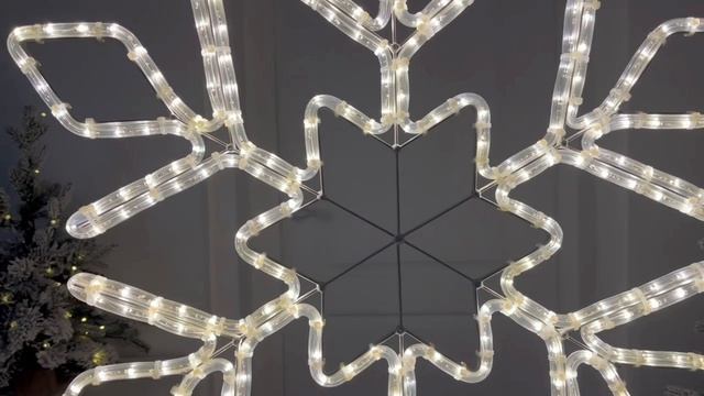 Светодиодная СНЕЖИНКА КЛАССИЧЕСКАЯ, 80 см, дюралайт, тёплые белые LED-огни, уличная, LC-13091