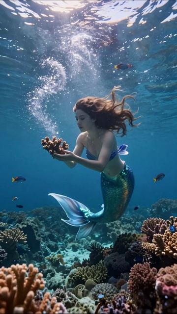 Русалка в подводном мире #подводныймир #русалка