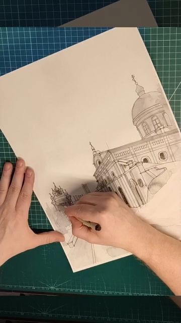 Архитектор рисует русский стиль | Акварель и линеры