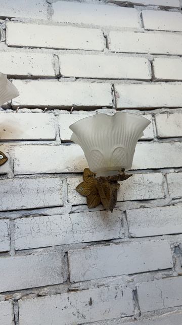 Два старинных бронзовых бра с плафонами 20779